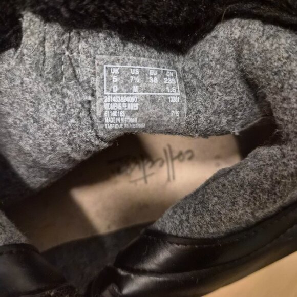 Clarks Size 7.5M Women Suede Black Boots"Ivery Opa" Fur-lined Waterproof - Picture 4 of 9